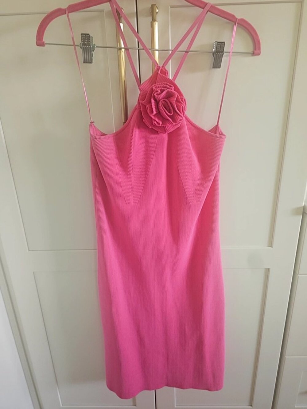 Lamarque Savina Super Pink Mini Ribbed dress NWT